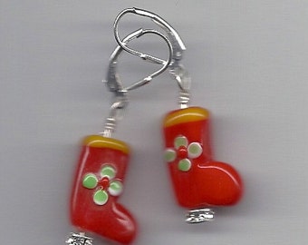 Glass stocking Christmas earrings