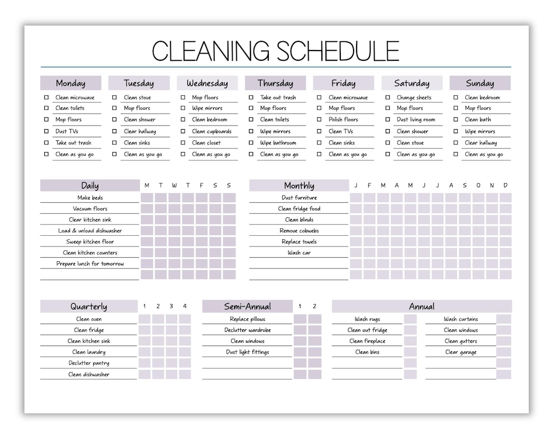 Editable Cleaning Planner: Household Chore Chart (digital Download PDF ...