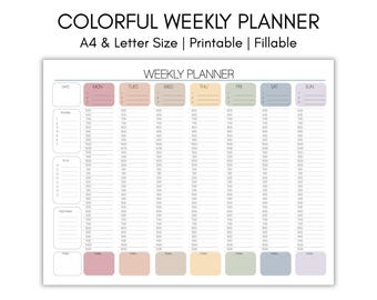 Editable Hourly Weekly Planner: Printable Schedule Template (Digital Download)