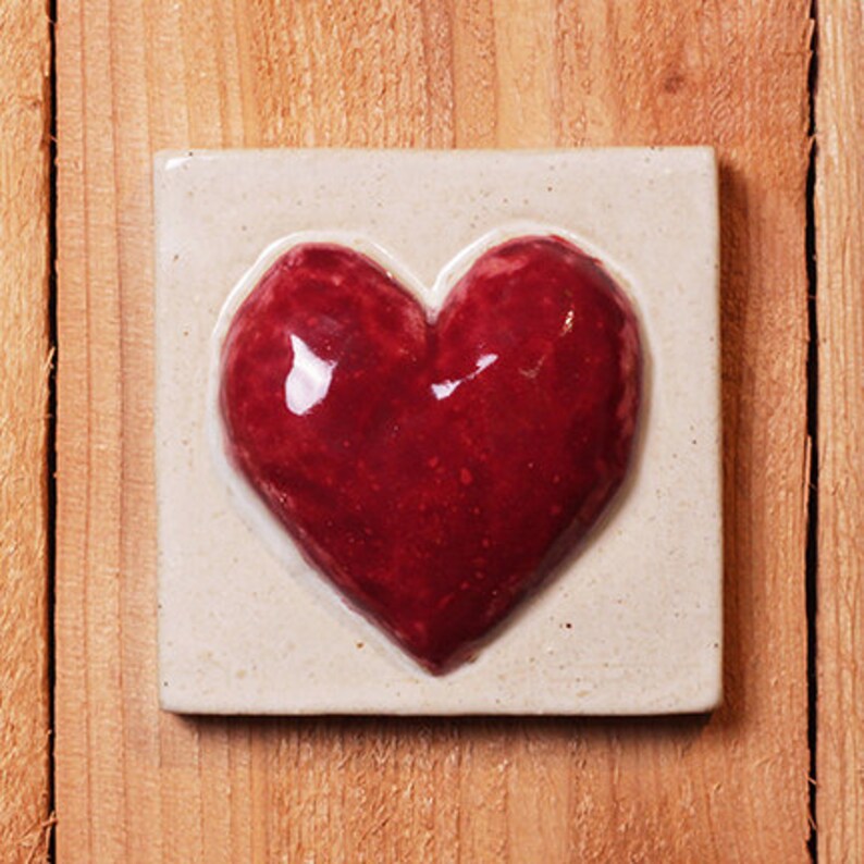 4x4 Heart tile high relief ceramic heart tile perfect for gift item or tile installation image 1