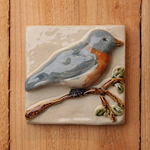 4x4 Handmade ceramic bluebird tile