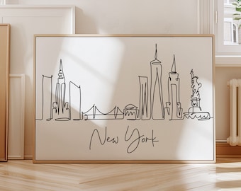 New York Skyline Druck: Minimalistische Reise Dekoration (Digitaler Download)