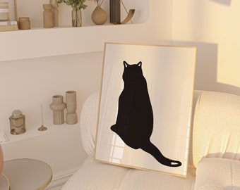 Black Cat Art Print: Minimalist Silhouette Poster (Digital Download)