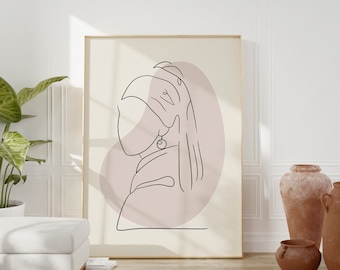 Girl with a Pearl Earring Poster: Abstract Line Art Print (Digital Download)