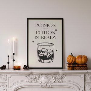 Funny Cocktail Halloween Decor, Boho Halloween Printable Wall Art, Halloween Kitchen Decor, Funny Kitchen Art, Bar Halloween Decor