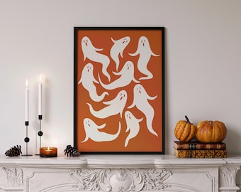 Ghost Halloween Printable Wall Art, Cute Ghost Halloween Print, Spooky Print, Halloween Party Decor, Fall Home Decor, Halloween Poster