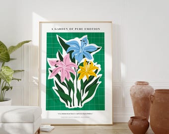 Floral Lily Art Print: Colorful Botanical Home Decor (Digital Download)