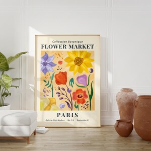 Flower Market Paris Print, Vintage Botanical Art, Colorful Floral Wall Art, Modern Poster, Instant Download Decor