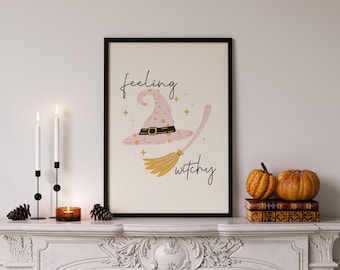 Süße Hexenhut Halloween druckbare Wandkunst, Halloween Party Dekor, Hexenhut Print, Kinderzimmer Halloween Print, süßer Halloween Print