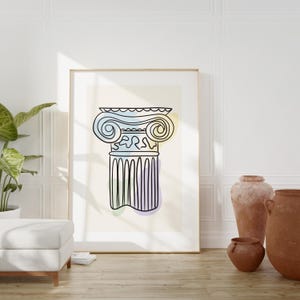 Greek Column Line Art Print, Architectural Wall Art, Classical Home Decor, Corinthian Pillar Art, Minimalist Digital Print