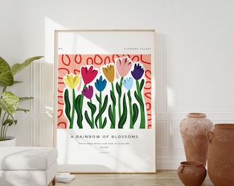 Colorful Tulip Wall Art, Printable Floral Artwork, Modern Botanical Poster, Digital Home Decor