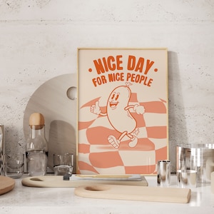 Sausage Digital Poster,Downloadable Print,Kitchen Decor,Fun Cute Retro Print,Retro Cartoon Art,Positive Quate Digital Art,Kitchen Wall Art