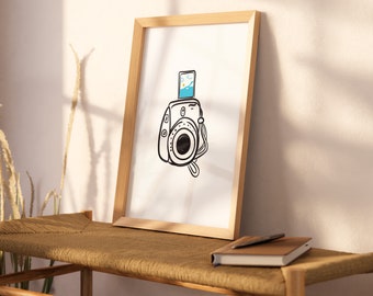 Polaroid Camera Art Print: Minimalist Photography Home Decor (Digital Download)