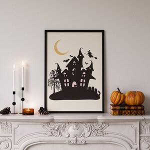 Haunted House Halloween Decor, Halloween Print Wall Art, Witch Print, Spooky Print, Funny Halloween Party Art, Halloween Print