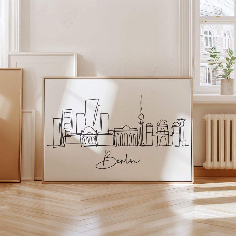 Berlin Skyline Digital Download, Black White Printable, City Skyline Art, Instant Download, Berlin Printable Wall Art, Travel Wall Art