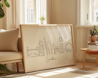 London Skyline Kunstdruck: Minimalistische Reise Dekoration (Digitaler Download)
