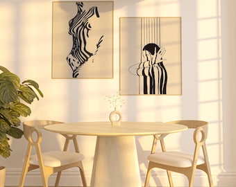 Conjunto de impresiones de figuras femeninas abstractas: arte mural moderno de mediados de siglo (descargable)