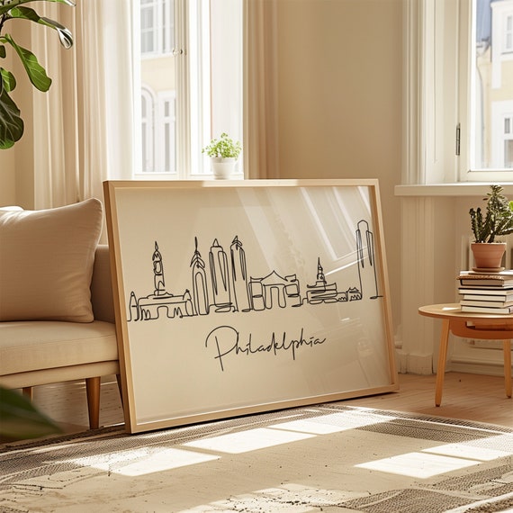 Philadelphia Skyline Art Print: Minimalist Travel Wall Decor (Digital Download)