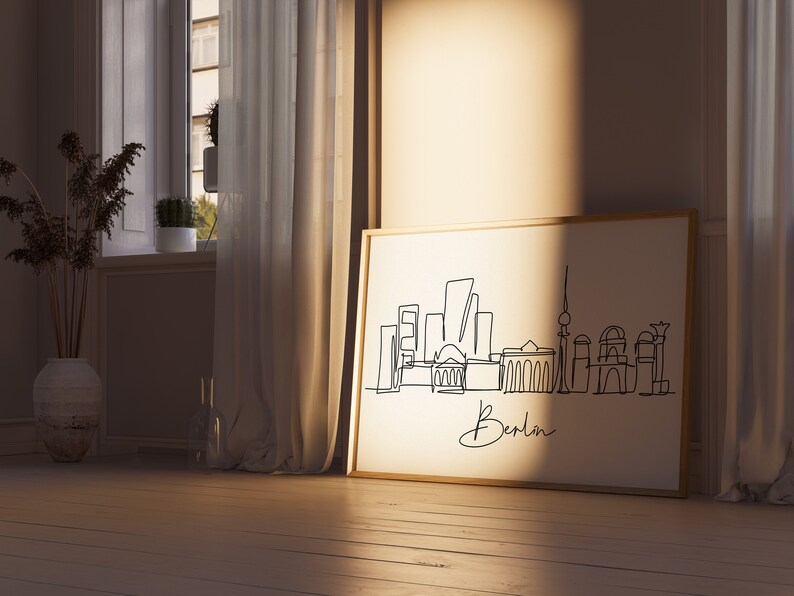 Berlin Skyline Digital Download, Black White Printable, City Skyline Art, Instant Download, Berlin Printable Wall Art, Travel Wall Art