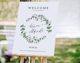 Eucalyptus Wedding Welcome Sign: Botanical Greenery (Digital File)