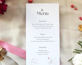 Floral Wedding Menu | Modern Script Wedding Dinner Menu | Printable | Digital Download | Reception Dinner Menu | Editable | Pink
