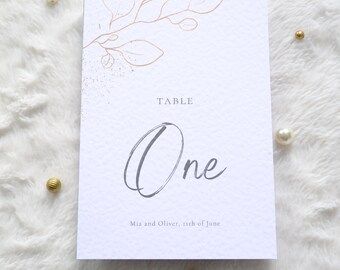 Modern Minimalist Wedding Table Number Cards: Gold Design