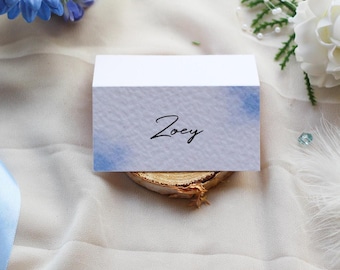 Dusty Blue Wedding Place Cards: Elegant Table Seating