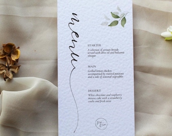 Eucalyptus Green Wedding Menu | Modern Script Wedding Dinner Menu | Printable | Digital Download | Reception Dinner Menu | Editable |