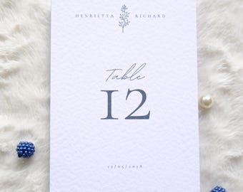 Midnight Blue Wedding Table Number Cards: Minimalist Design