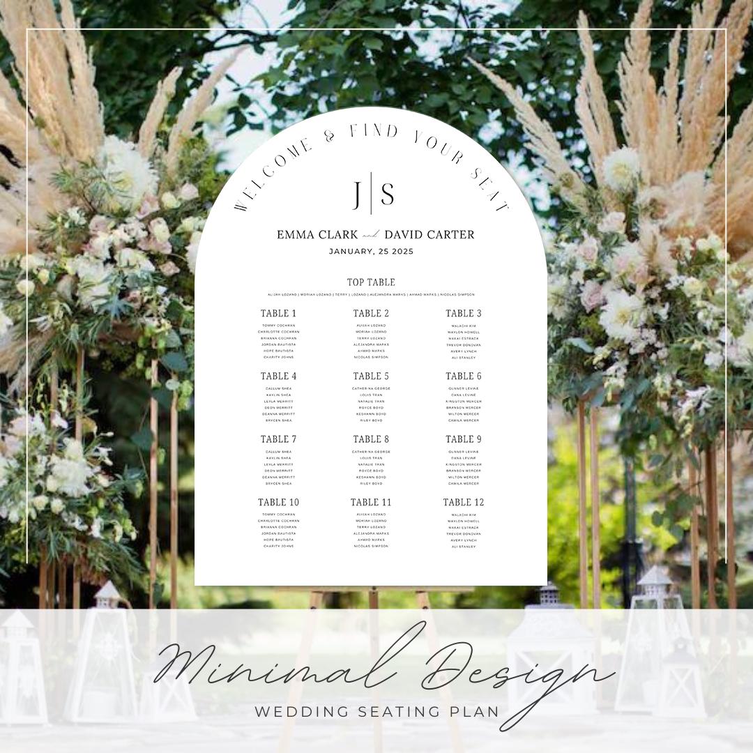 Table Plan Arch Arc Wedding Seating Plan: Modern Table Design - Etsy UK