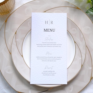 Modello di menu per matrimonio minimalista / Menu per cena di matrimonio con testo moderno / Stampabile / Download digitale / Menu per cena di ricevimento / Modificabile