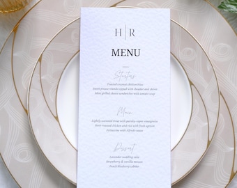Minimalist Wedding Menu Template | Modern Script Wedding Dinner Menu | Printable | Digital Download | Reception Dinner Menu | Editable