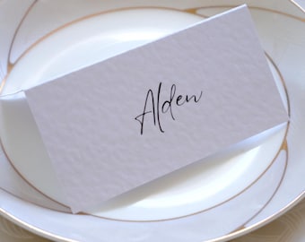 Double Sided Wedding Place Cards: Minimalist Table Setting
