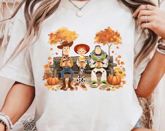Toy Story Hot Cacao Fall Shirt, Woody Jessie Buzz  Halloween Tee, Halloween Party, Autumn Vibes, Toy Story Fans Trick or Treat Tee, Kids Tee