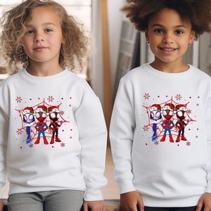 Spidey And His Amazing Friends Christmas Sweater, Spidey Spin Ghost Spider Xmas Hoodie, Kids Avengers Spidey Holiday Sweaters, Holiday Party