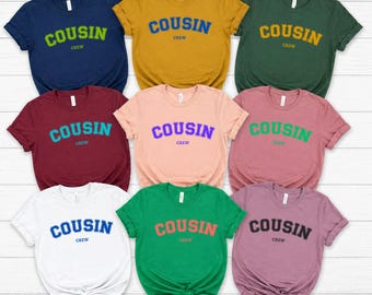 Cousin Crew Shirt, Matching Cousin Squad Tee, Family Reunion Group Shirt, Cousin Crew Varsity Shirt Multiple Colors, Custom Color Match