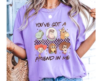 Retro You've Got A Friend In Me Shirt, Toy Story Checkered Tee, Woody Jessie Buzz Rex Bullseye Slinky Family Trip Tees
