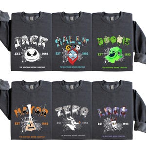 Nightmare Before Christmas Movie Characters Sweater, Jack Sally Zero Boogie lock Mayer Matching Halloween Party Hoodie, Horror Movies Fans immagine 4