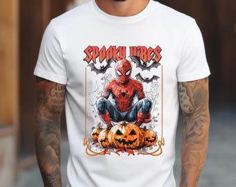Spooky Vibes Spiderman Halloween Shirt, Spidey and Pumpkins Tee, Trick or Treat, Super Hero Halloween,  Spidey Fans Halloween Trip Tee