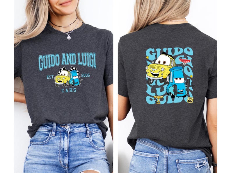 Pixar Cars Party Tees, Piston Cup Lightning Mcqueen Mater Sally Doc Hudson Cruz Guido Luigi Matching Group Tees image 7