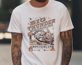 Retro Big Thunder Mountain Railroad Shirt, Comfort Colors Disney Mickey And Friends The Wilderness Tee, Frontierland Disney Ride Men's Tee