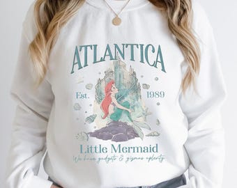 Atlantica Little Mermaid Sweter, Retro Little Mermaid Princess Ariel Hoodie, Disney Ariel Crewnecks, Matching Princess Shirt, Kids Sweater