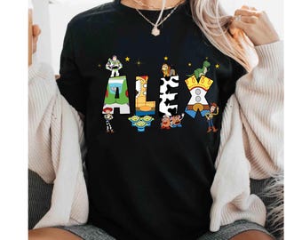 Custom Name Toy Story Shirt, Personalized Toy Story Tee, Matching Disney Family Trip Tees, Woody Jessie Rex Slinky Buzz Matching Custom Tees