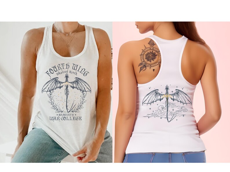 Fourth Wing Next Level Tank Top, Basgiath War College Dragon Rider Racerback, Romantasy Readers, Rebecca Yarros, Fourth Wing Merch image 2