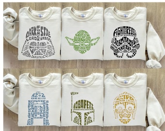 Star Wars Characters Sweaters, Matching Star Wars Family Crewnecks, Disneyland Group Hoodies, Typographic Star Wars Hoodie, Kids Sweaters