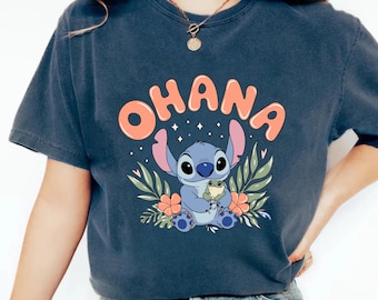 Stitch Ohana Shirt, Ohana Means Family, Comfort Colors Stitch Summer Tee, Cute Blue Monster Stitch, Stitch Movie Tee, Stitch Fans Disney Tee