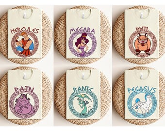 Hercules Matching Group Shirts, Disney Hercules Movie All Characters Family Tees, Hercules Megara Phil Panic Pain Pegasus, Party Tees
