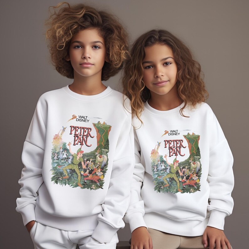 Retro Peter Pan Sweater, Disney Tinker Bell Captain Hook Neverland Hoodie, Disney Kids Peter Pan Sweater, Men's Disneyland Vacation Hoodie afbeelding 2