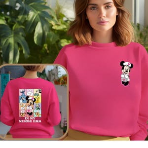 Minnie Mouse in My Nurse Era Sweater, Minnie Mouse Nurse Hoodie, Disney Nurses Day Crewneck, Nurses Day Gift, Cute Nursing School Sweater image 3