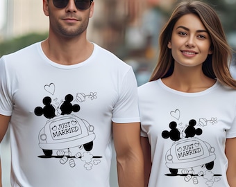 Just Married Honeymoon Shirt, Happily Ever After Tee, Minnie Mickey Honeymoon Couple Shirt, Disney Honeymoon Trip Tees